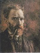 Vincent Van Gogh Self Portrait with pipe oil on canvas